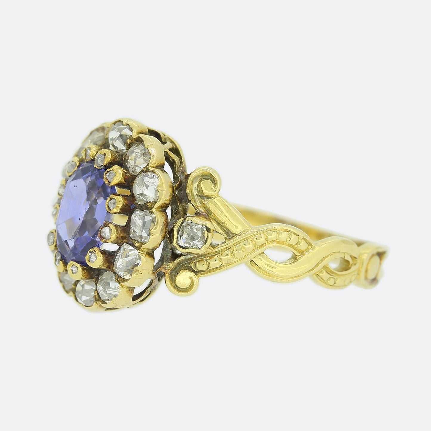 Victorian 0.60 Carat Unheated Sapphire and Diamond Ring