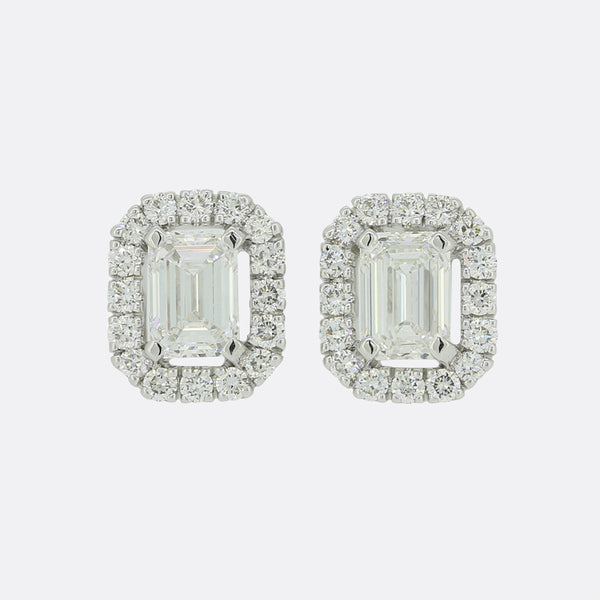 Wempe 0.84 Carat Emerald Cut 'One' Diamond Stud Earrings
