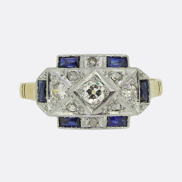 Art Deco Sapphire and Diamond Ring