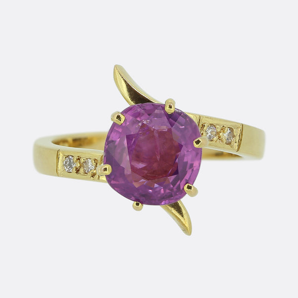 Vintage Purple Sapphire and Diamond Ring