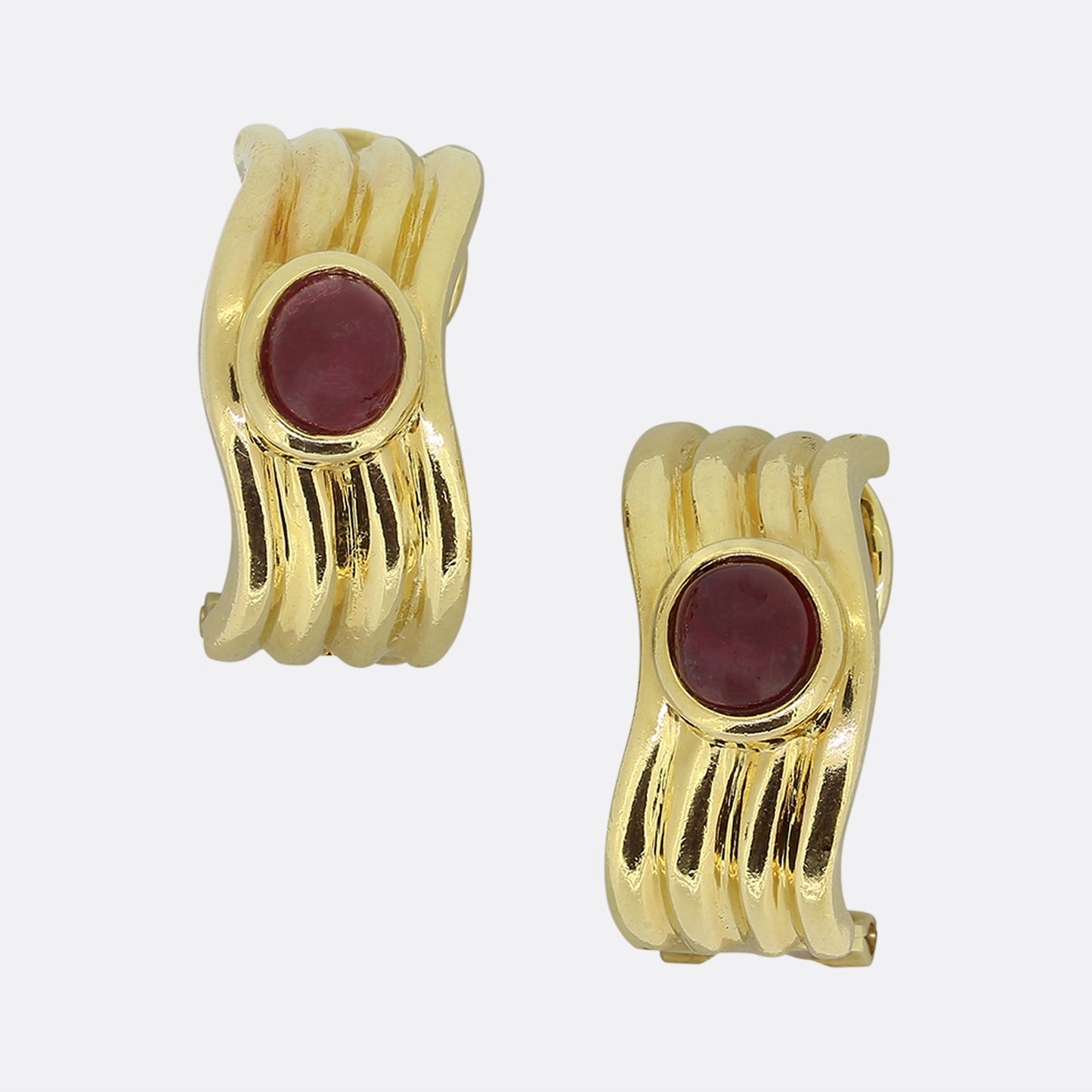 Boucheron 1970s Cabochon Ruby Earrings