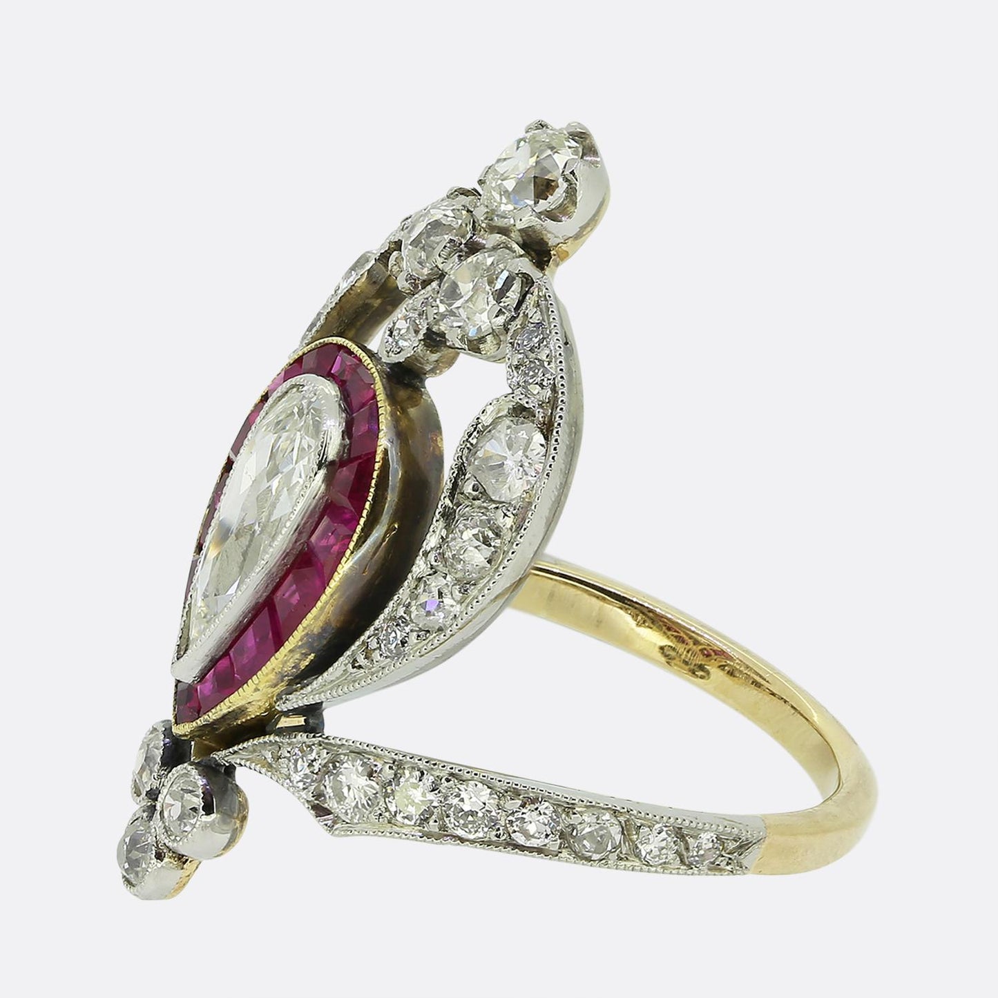 Art Nouveau Ruby and Diamond Dress Ring