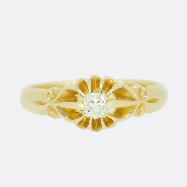 Edwardian 0.20 Carat Old Cut Diamond Gypsy Ring