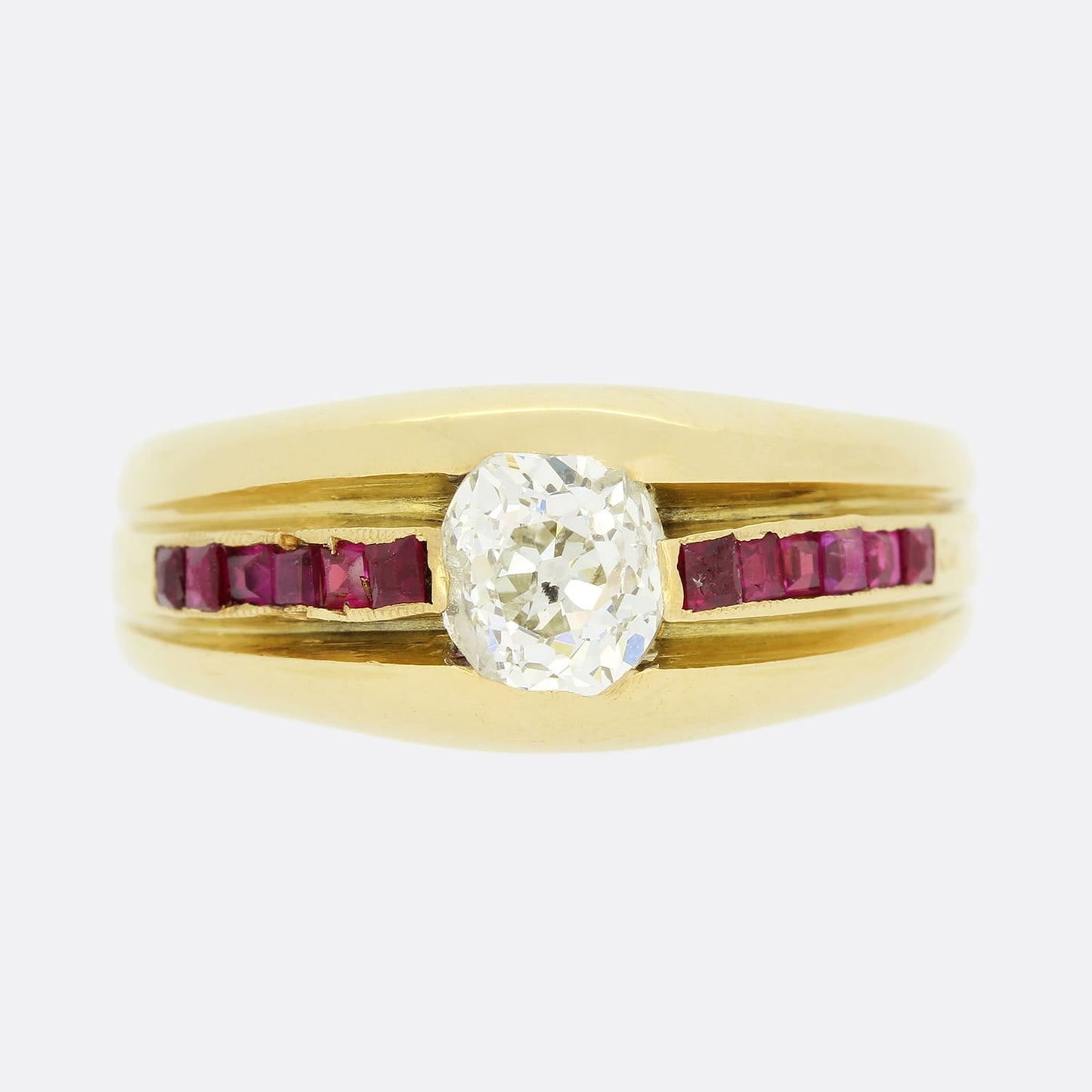 Edwardian 0.65 Carat Diamond and Ruby Ring