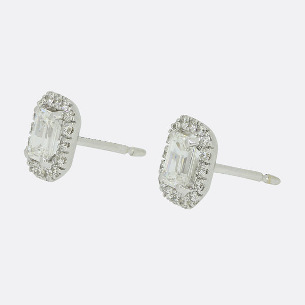 Wempe 0.84 Carat Emerald Cut 'One' Diamond Stud Earrings