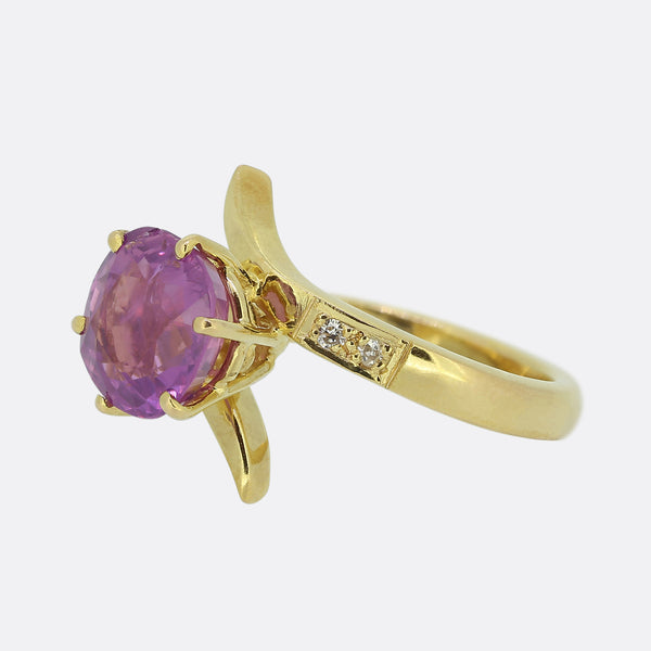 Vintage Purple Sapphire and Diamond Ring