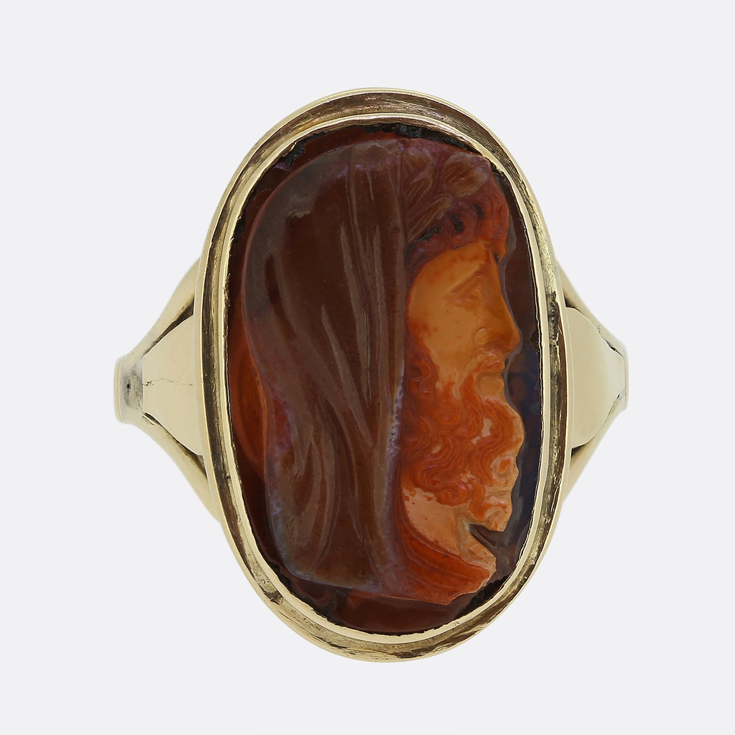 Antique Carved Agate Cameo Ring