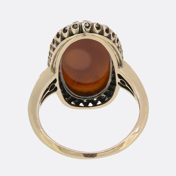 Antique French Cameo and Rose Cut Diamond Ring