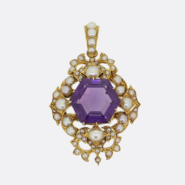 Victorian Amethyst and Pearl Pendant