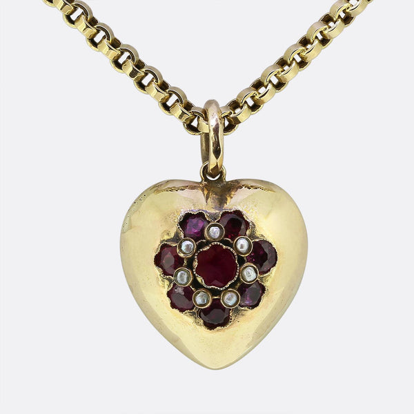 Vintage Ruby and Pearl Heart Pendant Necklace – The Vintage Jeweller