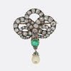 Victorian Emerald Diamond and Pearl Snake Brooch