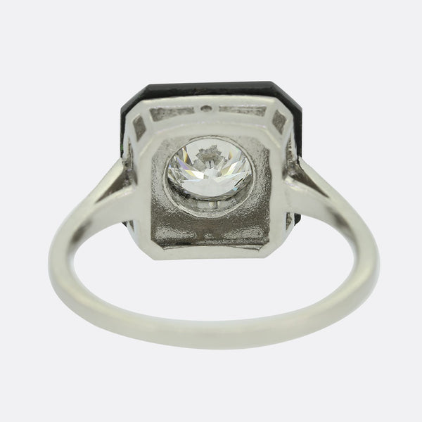 Art Deco Style Diamond and Onyx Ring