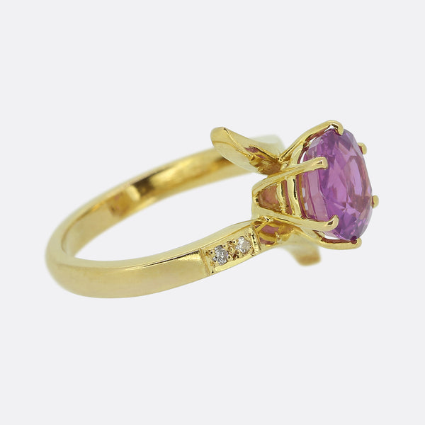 Vintage Purple Sapphire and Diamond Ring