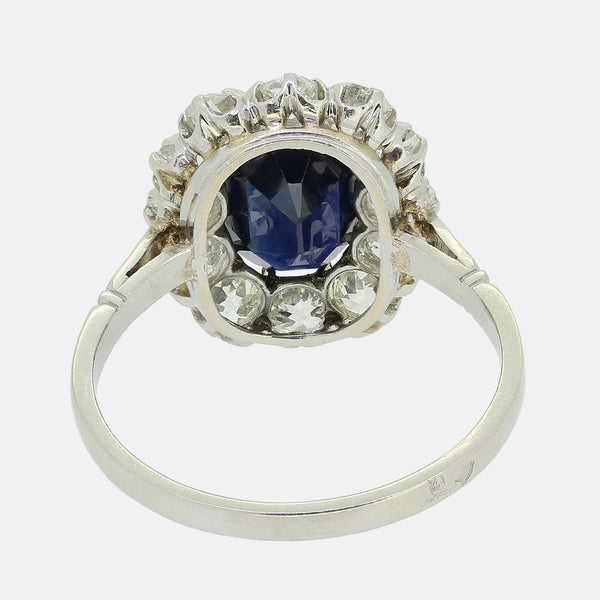 French Antique Sapphire and Diamond Cluster Ring