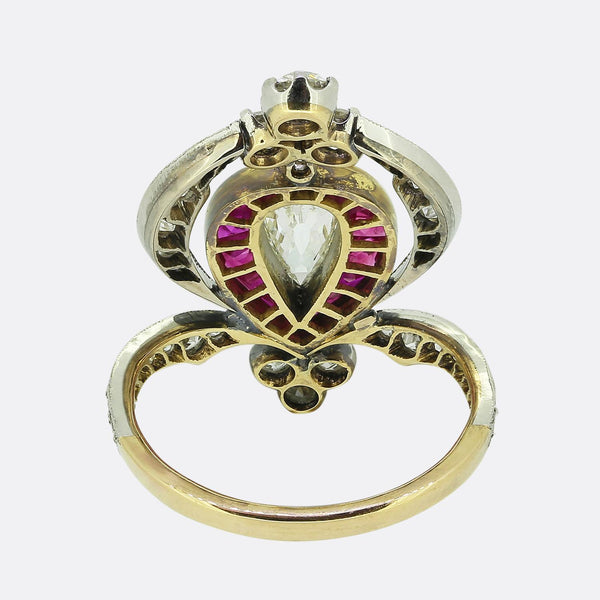 Art Nouveau Ruby and Diamond Dress Ring