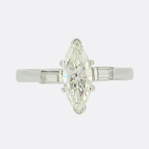 1.00 Carat Marquise Cut Diamond Engagement Ring