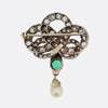 Victorian Emerald Diamond and Pearl Snake Brooch