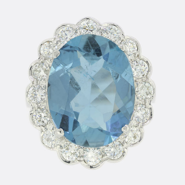 6.00 Carat Aquamarine and Diamond Cocktail Ring