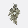 Victorian Old Cut Diamond and Natural Pearl Flower Brooch