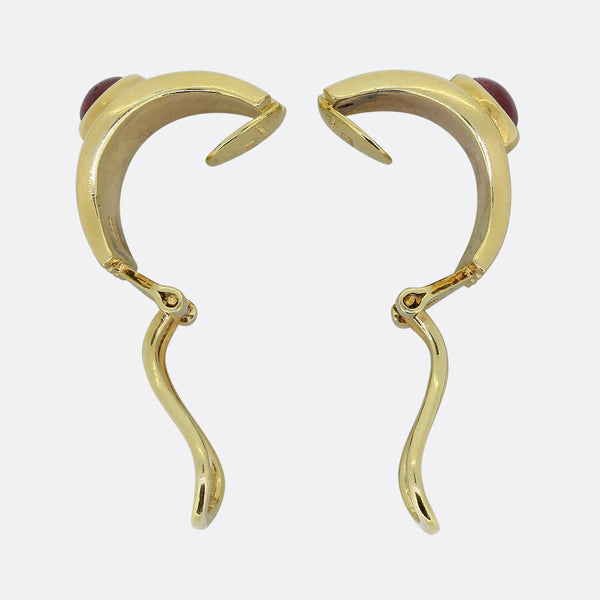Boucheron 1970s Cabochon Ruby Earrings