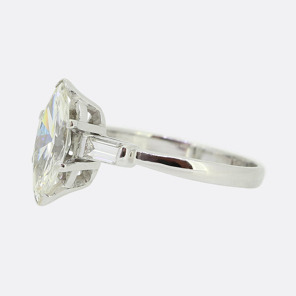 1.00 Carat Marquise Cut Diamond Engagement Ring