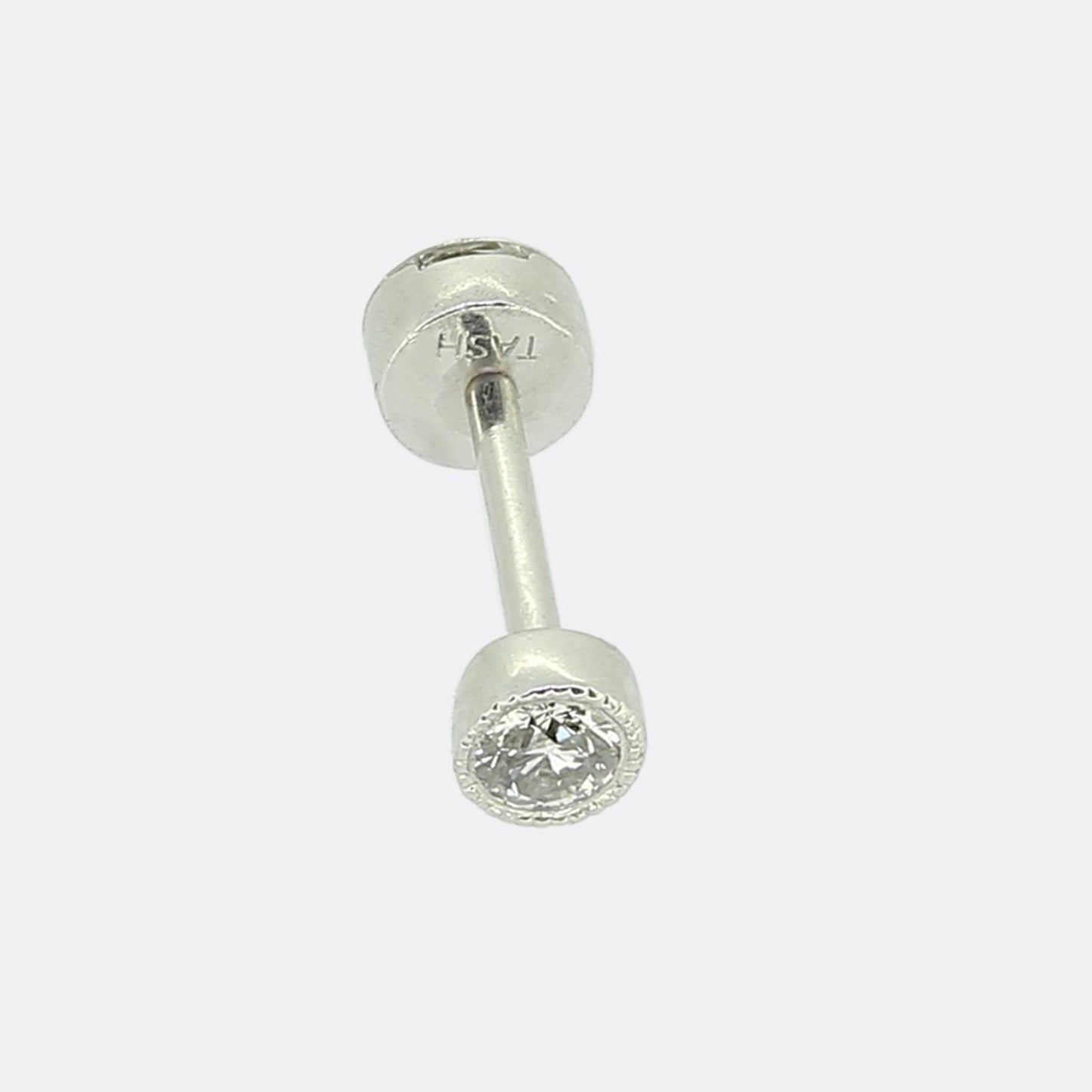 Maria Tash Invisible Diamond Threaded Stud Earring with Diamond Back