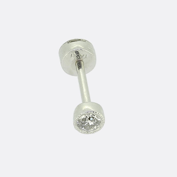 Maria Tash Invisible Diamond Threaded Stud Earring with Diamond Back