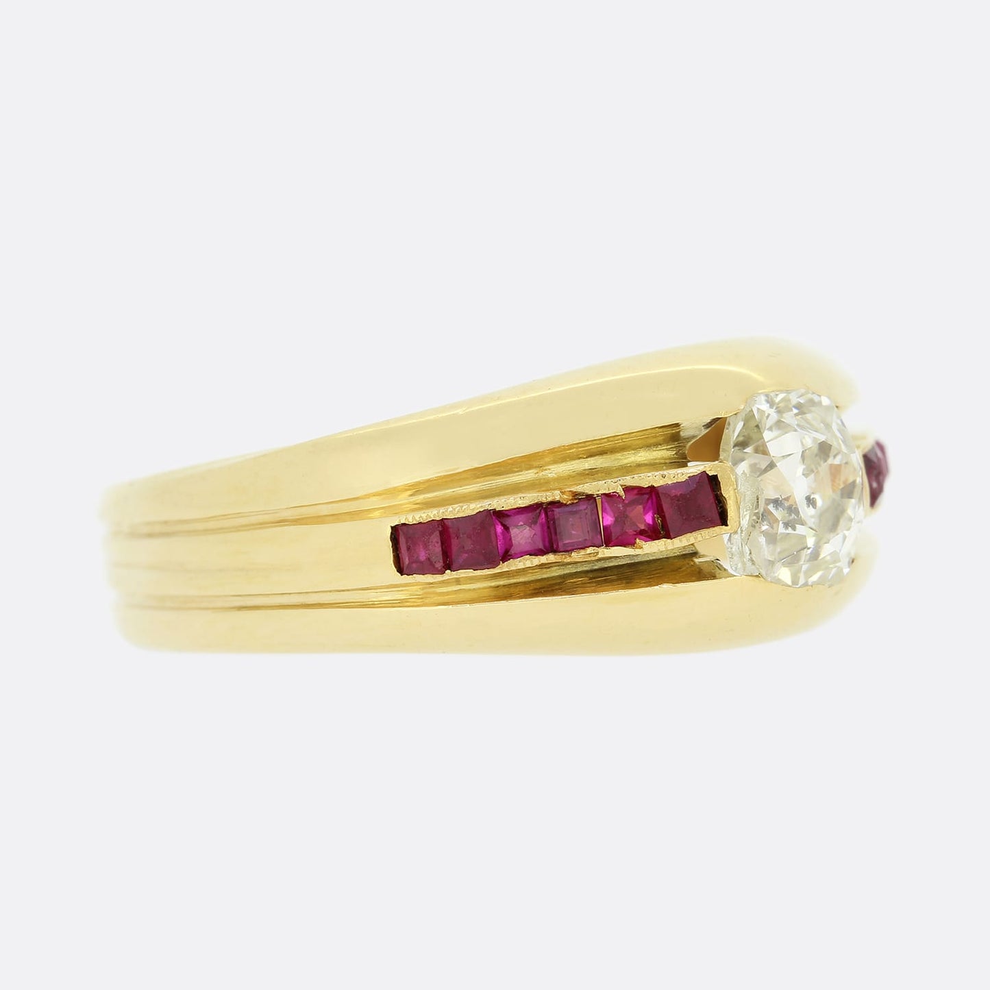 Edwardian 0.65 Carat Diamond and Ruby Ring