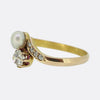 Antique Pearl and Diamond Two-Stone Crossover Ring