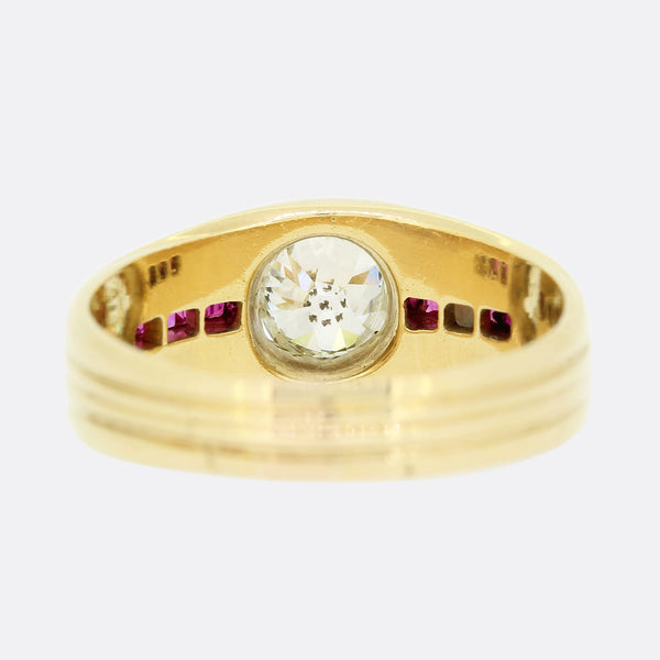 Edwardian 0.65 Carat Diamond and Ruby Ring