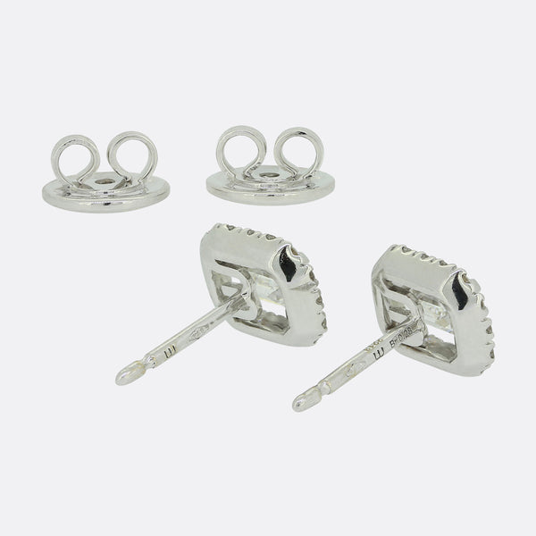 Wempe 0.84 Carat Emerald Cut 'One' Diamond Stud Earrings