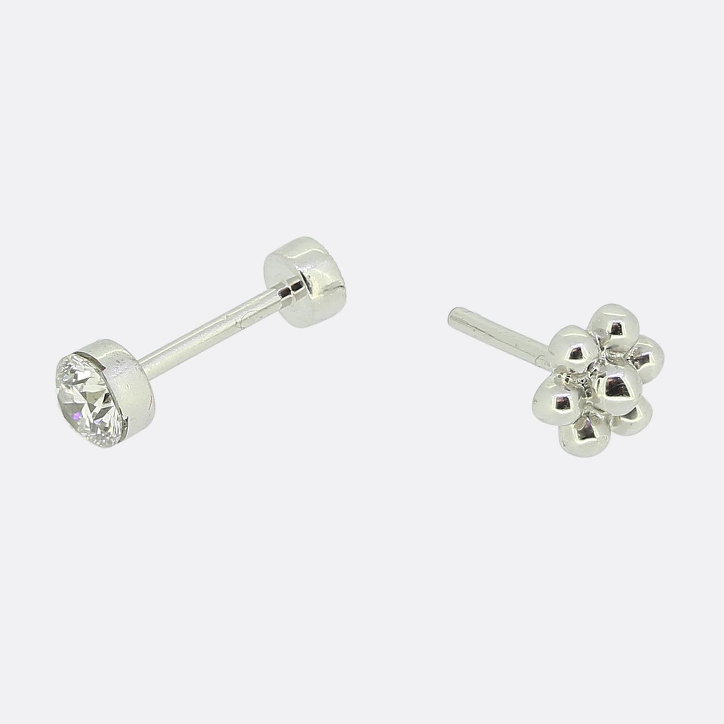 Maria Tash Invisible Diamond Threaded Stud Earring with Diamond Back