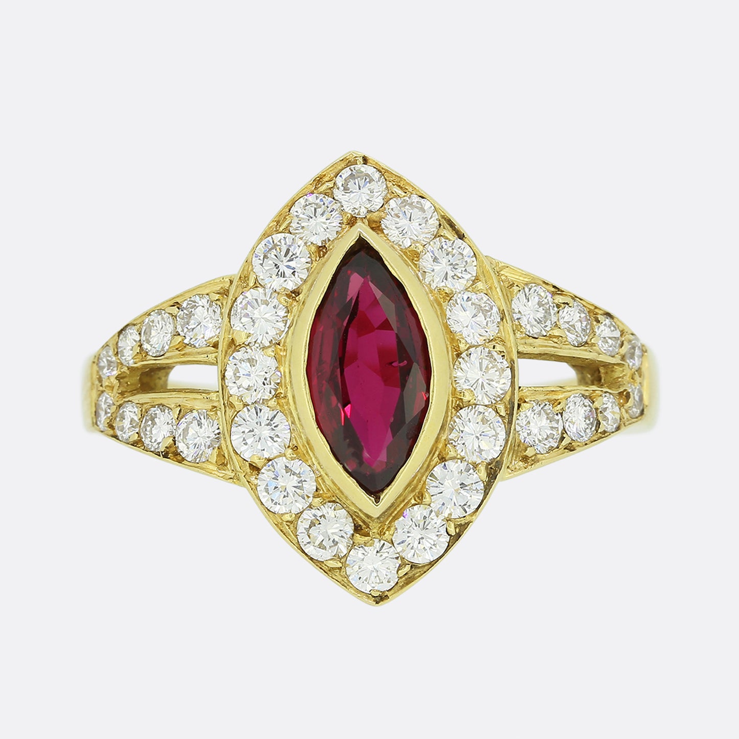 Ruby and Diamond Navette Ring
