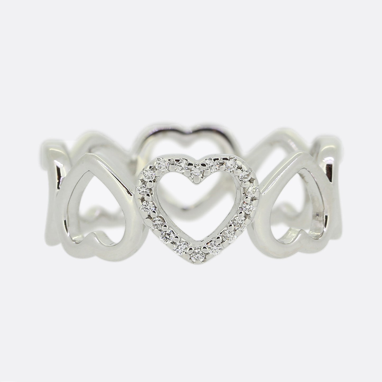 Tiffany & Co. Diamond Open Loving Heart Ring Size M