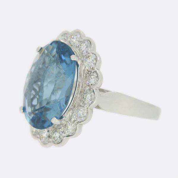 6.00 Carat Aquamarine and Diamond Cocktail Ring