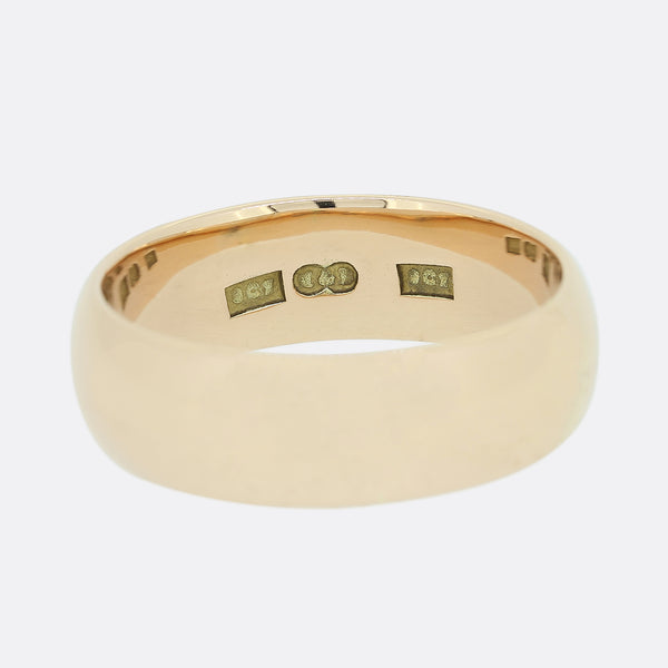 Vintage 9ct Rose Gold Wedding Band Ring 7mm Size U 1/2