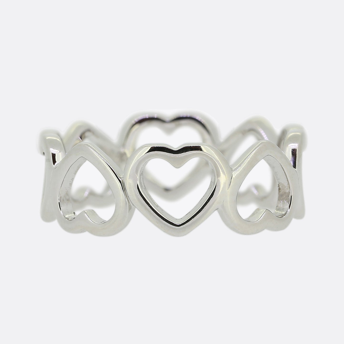 Tiffany & Co. Diamond Open Loving Heart Ring Size M