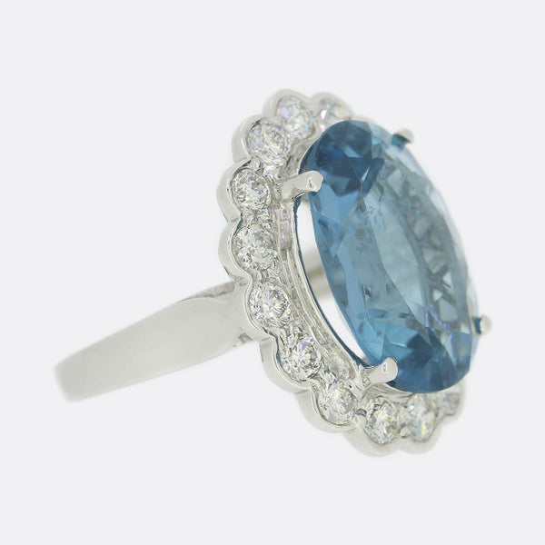 6.00 Carat Aquamarine and Diamond Cocktail Ring