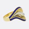 Vintage Diamond and Blue Enamel Swirl Ring