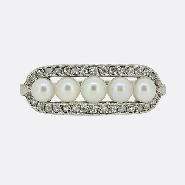 Edwardian Pearl and Diamond Cluster Ring