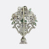 Art Deco Emerald and Diamond Flower Vase Brooch