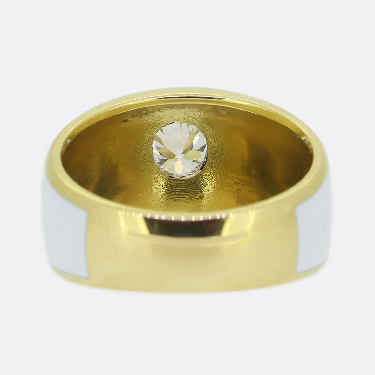 Gaetano Chiavetta White Enamel and Old Cut Diamond Ring