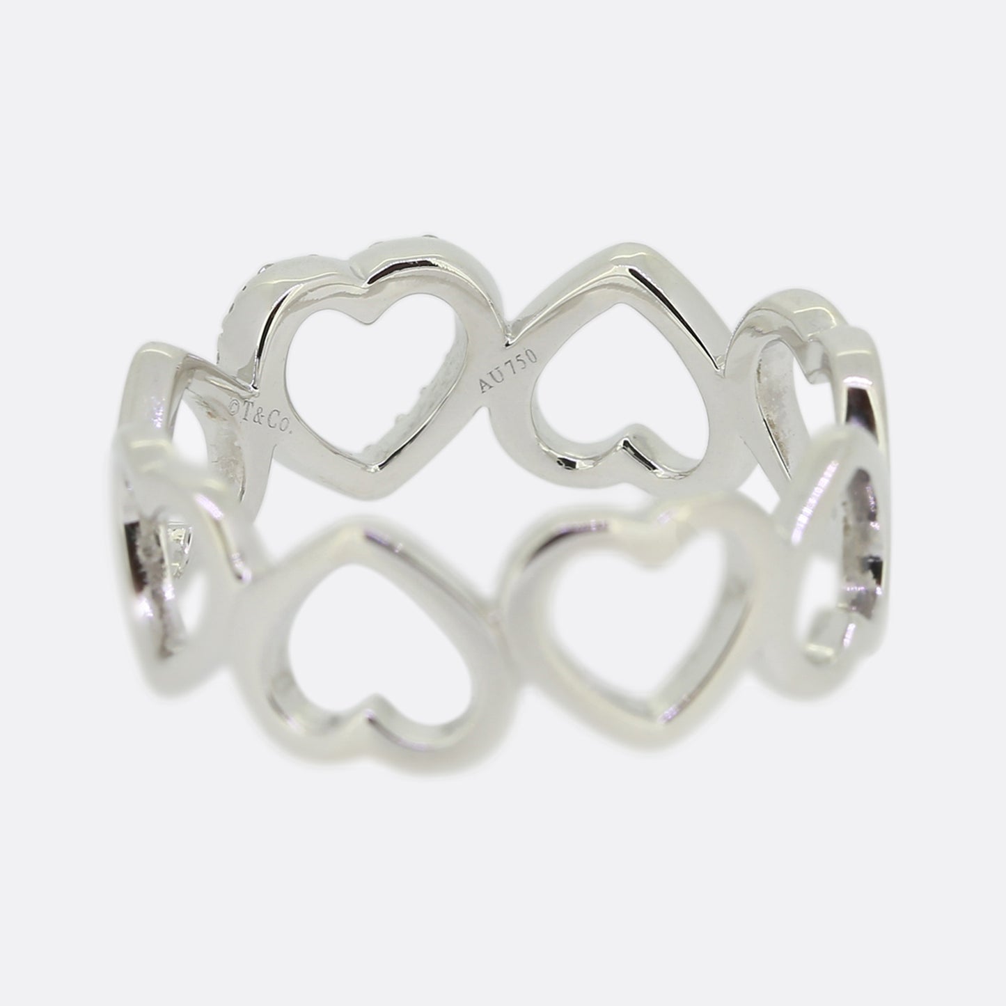 Tiffany & Co. Diamond Open Loving Heart Ring Size M
