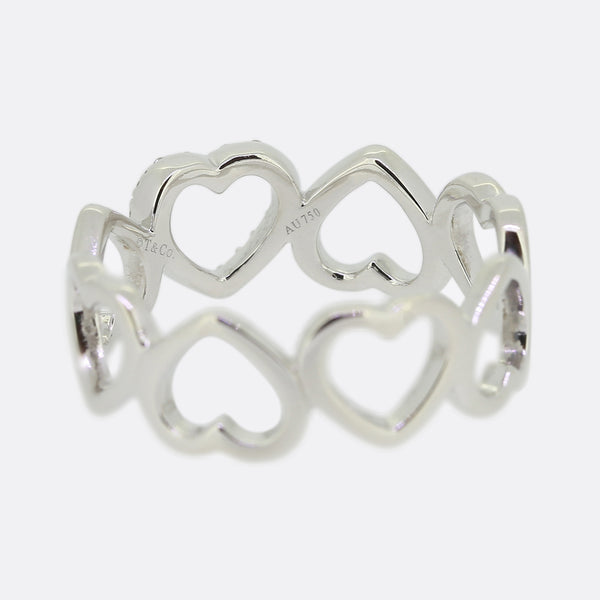 Tiffany & Co. Diamond Open Loving Heart Ring Size M