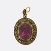 Victorian Etruscan Revival Cabochon Garnet Locket Pendant
