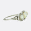 Edwardian Natural Pearl Three Stone and Diamond Ring
