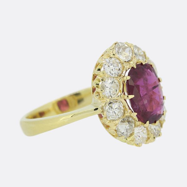 Vintage Ruby and Diamond Cluster Ring