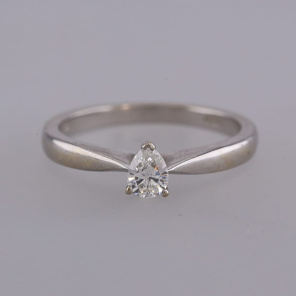 0.26 Carat Pear Cut Diamond Solitaire Ring