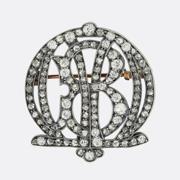 Edwardian 2.80 Carat Diamond B Brooch