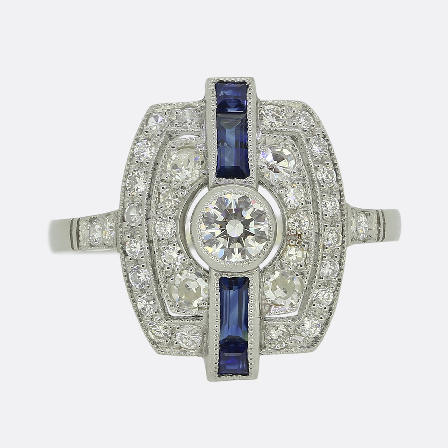 Art Deco Style Sapphire and Diamond Ring
